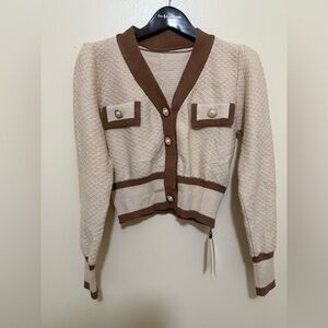 Elegant Cream and Brown Women's Sweater